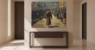 Fearless Francis of Assisi wall art in modern hallway